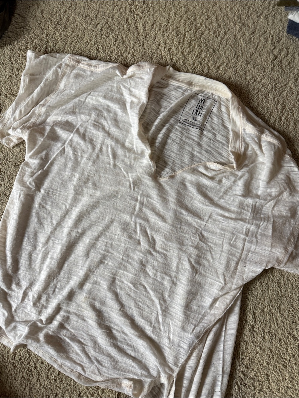 We The Free Sheer Ivory V-Neck Tee